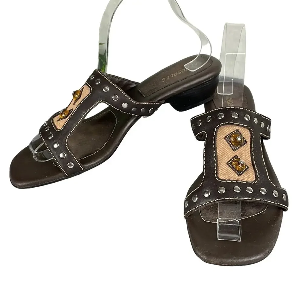 Aerosoles Brown Tan Two Tone Comfort Sandals Flexible Sole Lightweight Summer